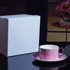 Plato de Cerámica Rosa Estilo Europeo de Alta Gama de Lujo Barroco para Postre, Plato de Doble Capa para Pasteles y Postres, Plato de Porcelana Ósea, Juego en Caja de Regalo