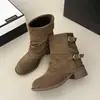 Botas de caballero cómodas Chelsea pierna de pantalón 2026 nuevo otoño e invierno estilo británico temperamento Botas Martin Botines cortos de mujer caña corta