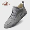 Botas Ram Masculinas de Inverno Slip-On Forradas com Lã Quentes Sapatos de Algodão Sapatos de Cano Alto Esportivos e de Lazer Masculinos Couro Genuíno Masculinos