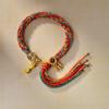 Cuerda de Mano de Xizang Tejida a Mano Pulsera de Cuerda Recargable de Colores Pulsera de Dios de la Riqueza Thangka Madre Verde Zakiram