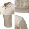 Novo estilo outono e inverno suéter masculino jacquard com gola virada, tricô quente vintage, jaqueta de tricô casual versátil de cor sólida