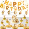 Banner de cumpleaños temático de cachorro Golden Retriever transfronterizo, decoración colgante en espiral estilo mascota linda de dibujos animados en tonos cálidos, adorno para pastel y arreglo