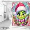 Bestseller transfronterizo de Amazon: Cortina de ducha verde del Grinch, cortina de ducha impermeable de pongee con estampado digital de dibujos animados