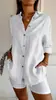 2024 Nova Camisa de Lapela de Botão Único Estação Independente Feminina Cor Sólida Manga Europeia e Americana