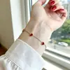 Pulsera Corazón Rojo Vino con Goteo de Aceite Fresco Estilo Francés para Mujer, Acero de Titanio Chapado en Oro de 18 Quilates, No se Desvanece, Joyería con Diseño de Nicho para el Día a Día