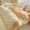 Conjunto de Roupa de Cama de Algodão Integral de Quatro Peças, Algodão Puro Novo Estilo 2026, Roupa de Cama Fresca e Simples, Lençol, Capa de Edredom, Conjunto de Três Peças, Adequado para Todas as Estações
