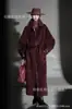 Nuevo Abrigo de Cachemir Elegante de Invierno para Mujer, de Talla Grande, con Patrón Oscuro y Ribete de Cuero, Abrigo de Lana de Alpaca de Doble Cara con un Diseño Moderno