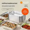 Caixa de Alumínio para Churrasco, Caixa de Alumínio Retangular para Almoço com Tampa, Caixa Espessa de Embalagem para Churrasco para Levar, Caixa de Embalagem de Alumínio