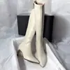 Nuevo producto Botas de tacón alto elásticas de punta Senyu Hai Xiang estilo coreano, ajustadas, elegantes, de tacón alto, hasta la rodilla