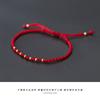 Pulsera de cuerda roja con cuatro trenzas y cuentas de oro bañadas en plata S925 para mujer, joyería artesanal al por mayor C0324