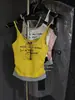 Estilo Nuevo de Verano Diseño de Estampado de Letras Camisola Falsa de Dos Piezas con Almohadilla en el Pecho, Ajuste Ceñido Versátil Top Hermoso en la Espalda