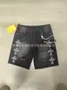Shorts Jeans Americano de Verão Lavado High Street Soltos Retos Desgastados com Design de Furos