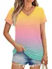 Transfronterizo 2024 Comercio Exterior Más Vendido Camiseta de Manga Corta para Mujer Estampado Digital 3D Bestseller Top Cuello en V Venta al por Mayor D Hecho Una Pieza