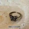 Anillo de Mariposa Negra Retro Antiguo con Circonita Negra para Mujer Diseño de Nicho Anillo Abierto Único para Dedo Índice Anillo de Moda