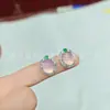 Brincos de Prata Banhada com Inlay de Prata 925, Calcedônia Branca Gelo, Luxo Leve, Novo Estilo Chinês, Brincos de Ágata Verde e Jade