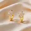 1 par de novos brincos stud estilo coreano estilo ins gota d'água flor argolas de brinco totalmente cravejadas de diamantes versátil para o trabalho temperamento brincos banhados a ouro joias