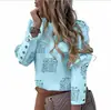2021 ebay AliExpress wish top de manga comprida com gola redonda e fivela de metal, estilo europeu e americano ins, transfronteiriço