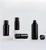 Frasco de Vidro Preto Puro para Aromaterapia 10-200ml Frasco de Essência de Porcelana Preta Estilo Europeu Ombro Plano Slim Preto Frasco de Óleo Essencial