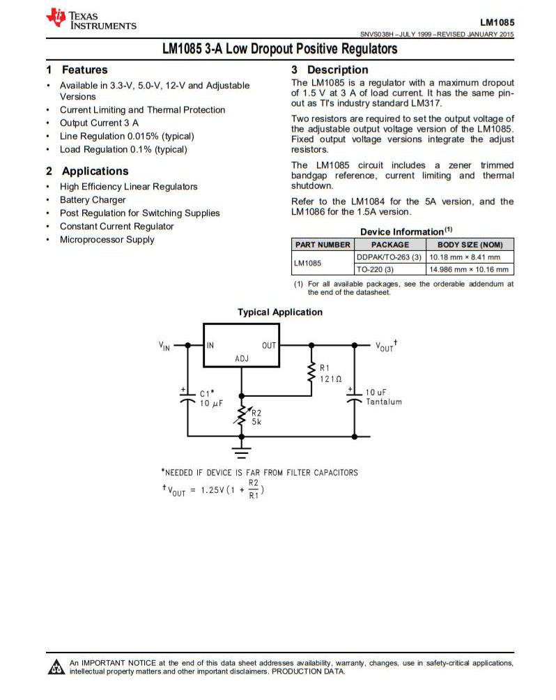 LM1085IT-ADJ NOPB 4