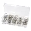 Set de anzuelos de pesca de agua dulce de acero al carbono Plata Negro Oro Múltiples especificaciones Anzuelos de pesca con púas Caja de accesorios de pesca Anzuelos triples