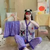 Kimono Nuevo Estilo al por Mayor Labubu Conjunto de Tres Piezas Pijamas Populares para Mujer Verano Comercio Exterior Transfronterizo Sudeste Asiático Ropa de Casa