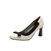 Zapatos de Mujer de Estilo Francés con Puntera Cuadrada, Nuevo Estilo de Primavera, con Lazo, Boca Baja, Elegantes y Cómodos, No Cansan los Pies, Tacones Gruesos Altos