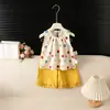 Conjunto de Roupa de Verão para Meninas, Novo Estiloso Colorido Estilo Dopamina com Bolinhas e Laço Conjunto para Passeio
