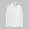 Camisa de Lujo Ligero para Hombre con Cuello Medio y Cintas Tejidas, Sensación de Alta Gama, Sin Arrugas, Camisa de Manga Larga para Hombre de Color Sólido Premium con Cintas Tejidas