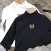 Camisa de terciopelo de otoño e invierno para niños, camiseta cálida para hombres y mujeres, ropa exterior para niños, top elástico de cuello alto medio