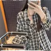 Mx3/23 a las 19:00: Chamarra Camisa Larga de Algodón Suave Teñido en Hilo con Diseño a Cuadros Estilo Japonés en Capas