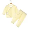 Ropa de Aire Acondicionado para Bebé, Estilo Delgado de Verano, Ropa sin Costuras con Alas para Recién Nacidos, Conjunto de Algodón Puro Estilo Monje, Pijama de Manga Larga para Bebé