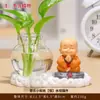 Hui Le Pequeño Monje Rábano Verde Florero Hidropónico Contenedor de Flores de Vidrio Adorno de Decoración de Escritorio Creativo Templo Zona Escénica Regalo