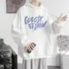 Suéter de pareja para hombre, marca de moda de primavera y otoño, con capucha estampada y forro polar, estilo Hong Kong, informal, combinable con todo, abrigo de moda