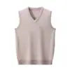 Chaleco de Lana de Color Puro Otoño e Invierno para Hombre con Cuello en V Prendas de Punto Base Prendas de Punto Chaleco para Hombres de Mediana Edad y Mayores Ropa para Papá