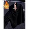 Sudadera con capucha de peso pesado estilo americano doble botonadura color blanco grisáceo Otoño para Hombre Holgada Casual Pullover Par de Tops Ropa Exterior