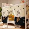 Cortina de Cama com Sombreado para Dormitório Mosquiteiro Integrado Dormitório Estudantil Cama Superior e Inferior Cama Alta e Baixa Cortina de Tecido Cama Solteira