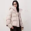 Chamarra Corta Acolchada con Capucha para Mujeres Petites, Moda Invierno 2026, Sencilla y Cálida, Plumón de Pato Blanco, Chaqueta Puffer Ajustada, Moderna