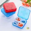 Mini Organizador de Pastillas de Cuatro Compartimentos Portátil para Viaje de Una Semana para Equipaje de Mano Linda Caja Pequeña para Joyería y Almacenamiento de Medicinas