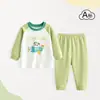 Conjunto de Ropa de Otoño para Niñas Pijamas Infantiles Algodón Puro Separado Ropa Interior de Manga Larga para Niños Pantalones de Otoño Ropa para el Hogar de Bebé Otoño y Primavera