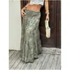 Saia longa estampada de cintura alta estilo resort transfronteiriça europeia e americana, saia estilo boho, nova de verão, solta, com barra larga