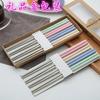 Palillos Creativos de Paja de Trigo Acero Inoxidable 304 Cubiertos Hogareños Anti-moho Mango de Bambú Articulado Juego de Palillos Antideslizante Fabricante