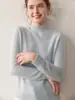 Nuevo Suéter de Cachemir para Mujer Otoño e Invierno 2026 de Cuello Alto Medio, Color Sólido, Engrosado, Holgado, de Manga Larga, Camisa de Punto para Capas