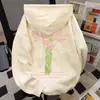 Sudadera con Capucha Gruesa de Terciopelo Diseño Estilo Coreano para Mujer Otoño e Invierno Estampado Creativo Holgada Moda Casual Chaqueta Cardigan
