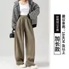 Pantalones de pana marrones para mujer 2026 Nuevos Otoño Invierno Con terciopelo extra Pantalones casuales Cintura alta Holgados Caída Pantalones de pierna ancha