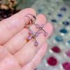 Aretes de Cruz con Incrustaciones de Zirconia Botón de Oreja Simple Estilo Frío Original Nicho Brillantes Atmosféricos Aretes Distintivos