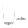 Estilo Japonés y Coreano Estilo Fresco Plata de Ley S925 Nuevo Geométrico Arcoíris Azúcar Azúcar Collar Corona Anillo Diseño Joyería Traje