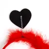 Diadema Corazón Rojo Día de San Valentín Accesorio para el Cabello Fiesta Navideña Decoración para Fotos Atrezo Diadema de Plumas en Forma de Corazón