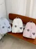 Mochila de Verano Energética Rosa Melocotón con Orejas de Conejo, Bolso de Estudiante Suave y Dulce con Retazos de Encaje, Mochila para Compras de Vacaciones