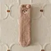 Calcetines de dormir gruesos y lindos de vellón de coral sin pelo de oso de dibujos animados tridimensionales para otoño e invierno, calcetines de luna, calcetines cálidos para el suelo para mujer