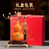 Adorno de Calabaza Cerámica con Orquídea Esmaltada, Nuevo Estilo Chino Decoración de Alta Gama para Sala de Estar y Oficina, Regalo de Inauguración para Líderes